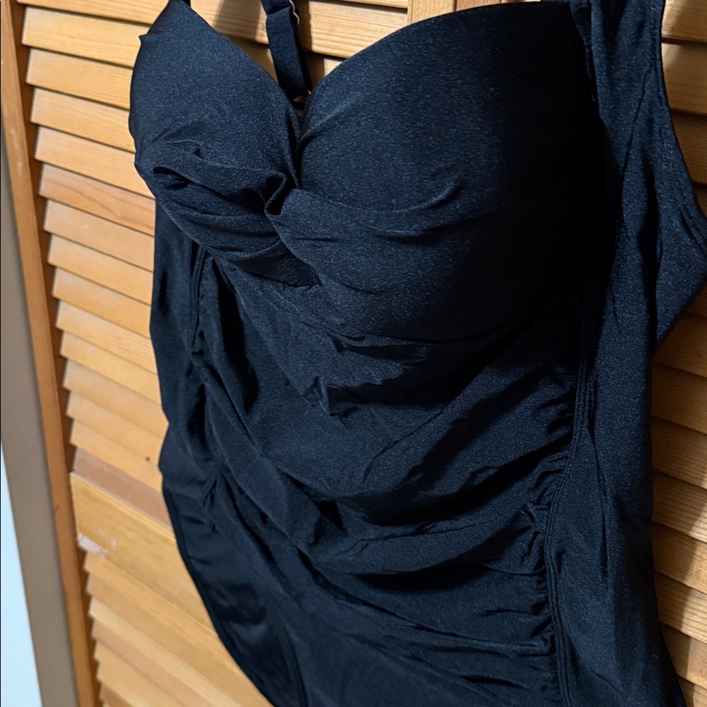 Betsey Johnson Black Ruched One-Piece Swimsuit - Picture 2 of 5